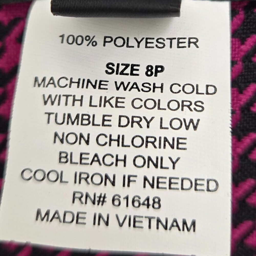 Sweet Suit Petite* Fuchsia & Black* Classic Houndstooth Weave Blazer* Size: 8P - Picture 7 of 7